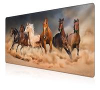 NIYLYNSYN Running Horse Herd Desk Mat,Large Horse Herd in Desert Sand Storm Gaming Keyboard Mouse Pad,Non-Slip Rubber Base Desk Pad Thick Stitched Edges Waterproof Mousepad Mouse Mat 31.5"x15.7"