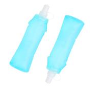 NIYMETOMY 2 Pcs Soft Flask TPU, 250ML Collapsible Running Water Bottles Leakproof Handheld Soft Water Bottle for Marathon Hiking Cycling Climbing Biking (Light Blue)