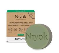 Niyok® 3 in 1 Solid Shower Gel Shampoo Facial Cleansing Vegan Organic Plastic-Free Normal to Fine Hair Like Soap Only Skin-Neutral pH 5.5 Natural Cosmetics Early Spring (80 g)