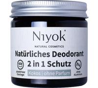 Niyok® 2 in 1 deodorant without aluminium antiperspirant deodorant cream for women and men against heavy sweating, aluminium-free, coconut without perfume - 40 ml