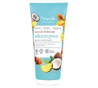 Niyok Shampoo Repair & Boost 200 ml - Shampoo for Dry and Stressed Hair, Moisturising Care, Better Combability, Coconut Fragrance with Tropical Fruits, Made in Germany