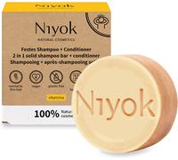 Niyok® 2 in 1 firm shampoo and conditioner, skin-neutral, vegan, plastic-free, normal to fine hair, better combability, vitamina, 80 g