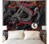 NiYoung HOMESTORES black red Chinese Dragon dragon ball art Wall Tapestry Hippie Art Tapestry Wall Hanging Home Decor Extra large tablecloths 40x60 inches For Bedroom Living Room Dorm Room