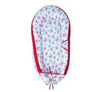 NIYS Adjustable Baby Lounger - 100% Soft Cotton Breathable Co-Sleeping Bed | Infant Bassinet & Newborn Nest | Portable, Hypoallergenic, Machine Washable | Unisex Baby Shower Gift (Red Floral)