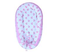 NIYS Adjustable Baby Lounger - 100% Soft Cotton Breathable Co-Sleeping Bed | Infant Bassinet & Newborn Nest | Portable, Hypoallergenic, Machine Washable | Unisex Baby Shower Gift (Light Pink Heart)