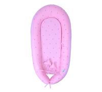 NIYS Adjustable Baby Lounger - 100% Soft Cotton Breathable Co-Sleeping Bed | Infant Bassinet & Newborn Nest | Portable, Hypoallergenic, Machine Washable | Unisex Baby Shower Gift (Small Pink Heart)