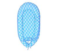 NIYS Adjustable Baby Lounger - 100% Soft Cotton Breathable Co-Sleeping Bed | Infant Bassinet & Newborn Nest | Portable, Hypoallergenic, Machine Washable | Unisex Baby Shower Gift (Sky Blue Box)