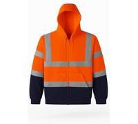 NIYS Hi Vis Zipper Reflective Tape Hoody hooded Work wear Security fleece Safety warm sweatshirt yellow orange yellow/navy orange/navy S-3XL