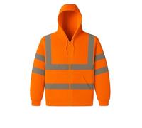 NIYS Hi Vis Zipper Reflective Tape Hoody hooded Work wear Security fleece Safety warm sweatshirt yellow orange yellow/navy orange/navy S-3XL