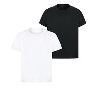 NIYS Kids & Adults Plain T-Shirts - Pack of 2 | 100% Cotton 200 GSM| Unisex Short Sleeve Crew Neck Sports Tops- Multiple Colors & Sizes (UK, Age, 13 Years, 14 Years, Regular, White + Black)