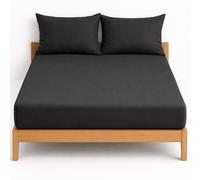 NIYS Luxury Bedding 100% Egyptian Cotton 40CM/16 Extra Deep Fitted Sheets (Charcoal, CTN SK 40 + pillow pair)