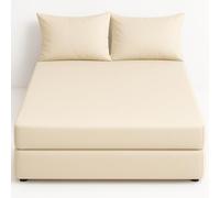 NIYS Luxury Bedding 100% Egyptian Cotton 40CM/16 Extra Deep Fitted Sheets (Cream, Single + pillow pair)