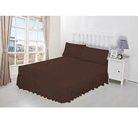NIYS Luxury Bedding 100% Egyptian Cotton Frilled Valance Fitted Sheet In 12 Colours (Double, Chocolate)