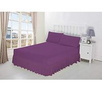 NIYS Luxury Bedding 100% Egyptian Cotton Frilled Valance Fitted Sheet In 12 Colours (Single, Purple)