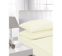 NIYS Luxury Bedding Double Cream Flat Polycotton Percale Sheets