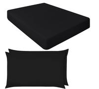 NIYS Luxury Bedding Finest 100% Egyptian Cotton 10"/25CM Fitted Sheets in 15 Colours (Charcoal, King + pillow case pair)