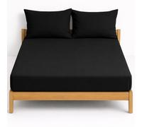 NIYS Luxury Bedding Finest 100% Egyptian Cotton 10"/25CM Fitted Sheets in 15 Colours (Black, Super King + pillow case pair)