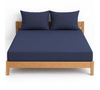 NIYS Luxury Bedding Finest 100% Egyptian Cotton 10"/25CM Fitted Sheets in 15 Colours (Navy, Single + pillow case pair)