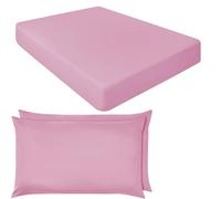 NIYS Luxury Bedding Finest 100% Egyptian Cotton 10"/25CM Fitted Sheets in 15 Colours (Pink, Super King + pillow case pair)