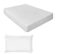 NIYS Luxury Bedding Finest 100% Egyptian Cotton 10"/25CM Fitted Sheets in 15 Colours (White, Super King + pillow case pair)