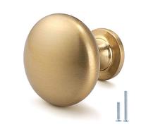 NIZADO 12 Pack Warm Gold Drawer Knob Solid Kitchen Cabinet Hardware,Champagne Bronze Cabinet Knob Antique Brass Dresser Knob Euro Style Furniture Hardware,Diameter:1-1/5"