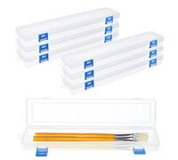 NIZEAMI 6Pcs Plastic Paint Brush Storage Box,13 Inch Clear Paint Brush Holder Drawing Pen Container with Buckle Plastic Paint