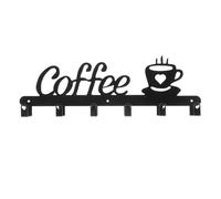 NIZEAMI Coffee Mug Holder Wall Mounted 6 Hooks Cup Holder Mug Storage Metal Coffee Sign Cup Display Hanger Decor for Restaurant Coffee Shop Bar Kitchen Office