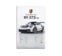 NIZIEE 911 GT3 RS Stats Poster White Racing Sport Car Decorative Painting Canvas Poster 12x18inch(30x45cm)