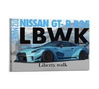 NIZIEE JDM Manga Artwork Sports Car Poster for R35 GTR LBWK Blue Racing Car Decorative Painting Canvas Poster 12x18inch(30x45cm)