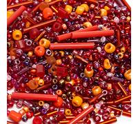 Niziky 1000PCS Mixed Glass Seed Beads, 1.5-4.5mm Red Tube Loose Glass Spacer Beads for Jewelry Making