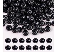 Niziky 500PCS 8mm Acrylic Lentil Beads, Black Abacus Beads Loose Beads for Crafts, Acrylic Spacer Beads for Jewelry Bracelet Necklace Making, Beads for Pens Charms Crafts