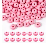 Niziky 500PCS 8mm Acrylic Lentil Beads, Pink Abacus Beads Loose Beads for Crafts, Acrylic Spacer Beads for Jewelry Bracelet Necklace Making, Beads for Pens Charms Crafts, Small