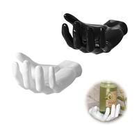 Nizirioo Hand-Shaped Wall Hooks, 2pcs Resin Wall Mount for Keys, Soap, Headphones, Self-Adhesive Wall Storage (Black/White)