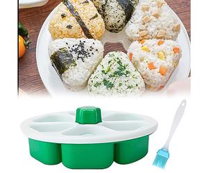 Nizirioo Triangular Sushi Set Onigiri Maker Non-Stick Onigiri Shape Sushi Tools with Oil Brush, 6 in 1 DIY Sushi Maker Mould for Home, Restaurant, Camping, Japanese Rice Ball Tool