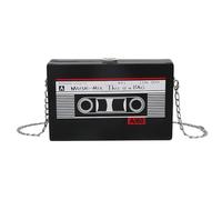 Nizirioo Vintage Radio Shaped Handbag, Slanted Shoulder Bag, Radio Handbag, Vintage Radio Shaped Bag, Tape Recorder, Clutch, Crossbody Handbag, Shoulder Bag, 90s Chain Bag for Women, black, l