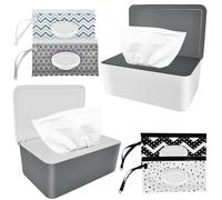 Nizirioo Wet Wipes Box Baby Toilet Paper Box: 2 Pieces Baby Wipes Box and 4 Pieces Baby Wipes Dispenser Bag Set, Napkin Box with Lid Refillable Wet Wipes Boxes