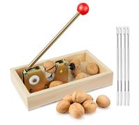 Nizodo 2024 New NutCracker Heavy Duty Nut Cracker with Wooden Base Adjustable Nut Tongs Manual Nut Crackers for All Nuts Cracker Tool for Walnut Pecan Macadamia Hazelnuts Chestnut, 4 Picks Included