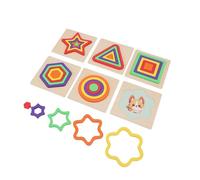 NIZUUONE 3D Shape Puzzles for Kids Wooden Geometric Shape Matching Toy 6 Vibrant Colors Basswood Learning Toy for Toddlers with 15 X 15cm Board for Early Education