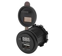 NIZUUONE Car Voltmeter 12V-24V IP66 Dual USB 2.1A Fast Charging with Voltage Display for Vehicles Motorcycles RV SUV Boats (DC12~24V)