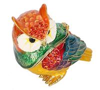 NIZUUONE Crystal Owl Figurine Trinket Box Jewelry Organizer Home Decorative Handicraft