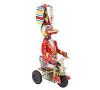 NIZUUONE Duck On Tin Toy, Vintage Tinplate Clockwork Tricycle Toy for Home or Office