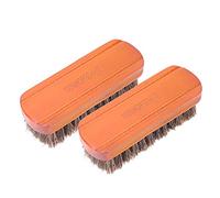 NIZUUONE Flexible Horsehair Shoe Brushes Kit for Leather Care, Dress Shoes Polish Tool, 2Pcs Cleaning and Oiling Brushes (Mahogany medium)