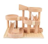 NIZUUONE Marble Run Construction Set STEM Building Project Toy for Kids Stimulates Imagination and Creativity Develops Hand-eye Coordination with Durable Beech Wood for Group Play