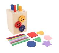 NIZUUONE Montessori Toys Color Shape Sorting Matching Toy Wooden Gear Building Blocks for Toddlers 1-3 Years Enhances Cognitive Skills Hand-Eye Coordination Safe Sturdy Educational