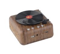 NIZUUONE Retro Record Player Wireless Speaker High Definition Subwoofer Voice Box Wood Grain Portable Compact for Home Party