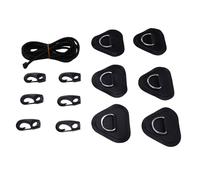 NIZUUONE Stainless Steel D, Patch Kit Triangular with Elastic Cord Hooks D PVC Patch for Inflatable Boat Raft Dinghy Kayak Canoe Surfboard (Black)