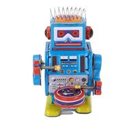 NIZUUONE Vintage Wind-Up Robot Hand Made Tin Toy with Interactive Waddling Step Walking & Drumming for Adult Collectors Decor Gifts