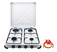 NJ-04 Camping Gas Stove - Portable 4 Burner Gas Cooker LPG Hob with Lid for Outdoor Garden Caravan 5.45 kW (Propane 37mbar Screw-on)