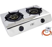 NJ-60SD Camping Gas Stove 2 Burner 60cm LPG Indoor Stainless Steel Cooker (Butane 29mbar Screw-on)