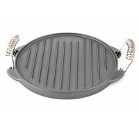 Nj Cast Iron Round Grill Plate, Reusable, 32 cm Black Gas Grill Top